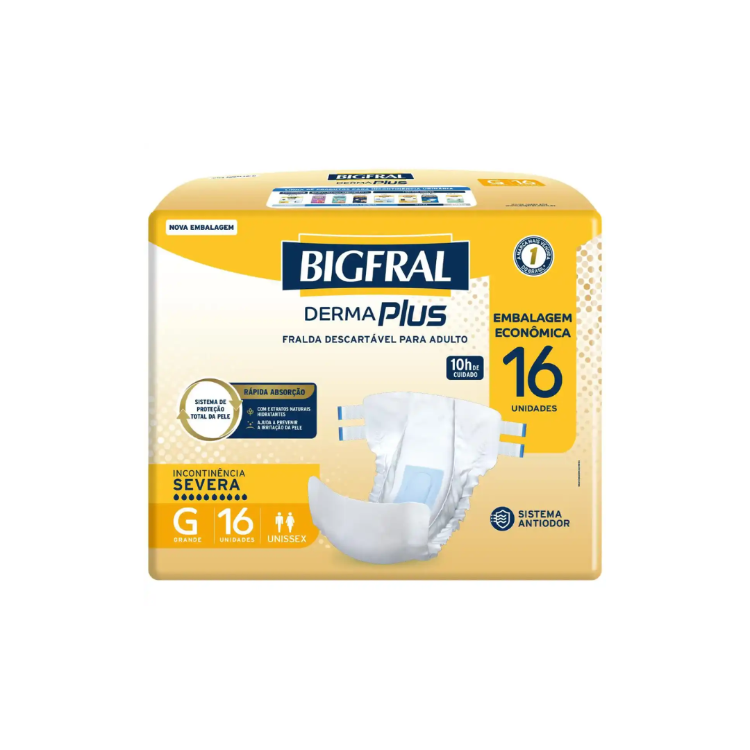 Fralda Bigfral Dermacare Grande com 16 unidades