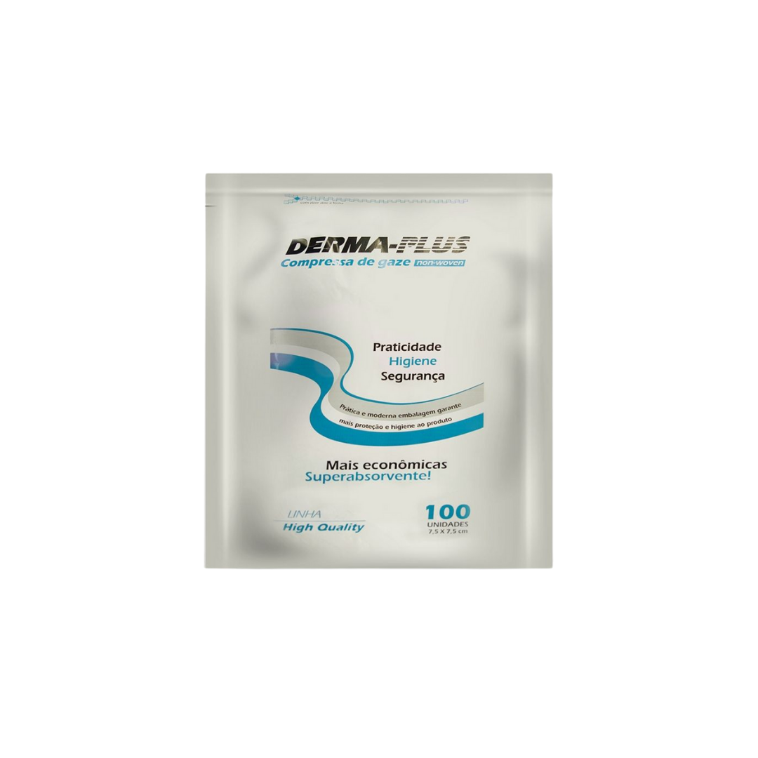 Compressa de gaze Non-Wonven Derma-Plus com 100 unidades