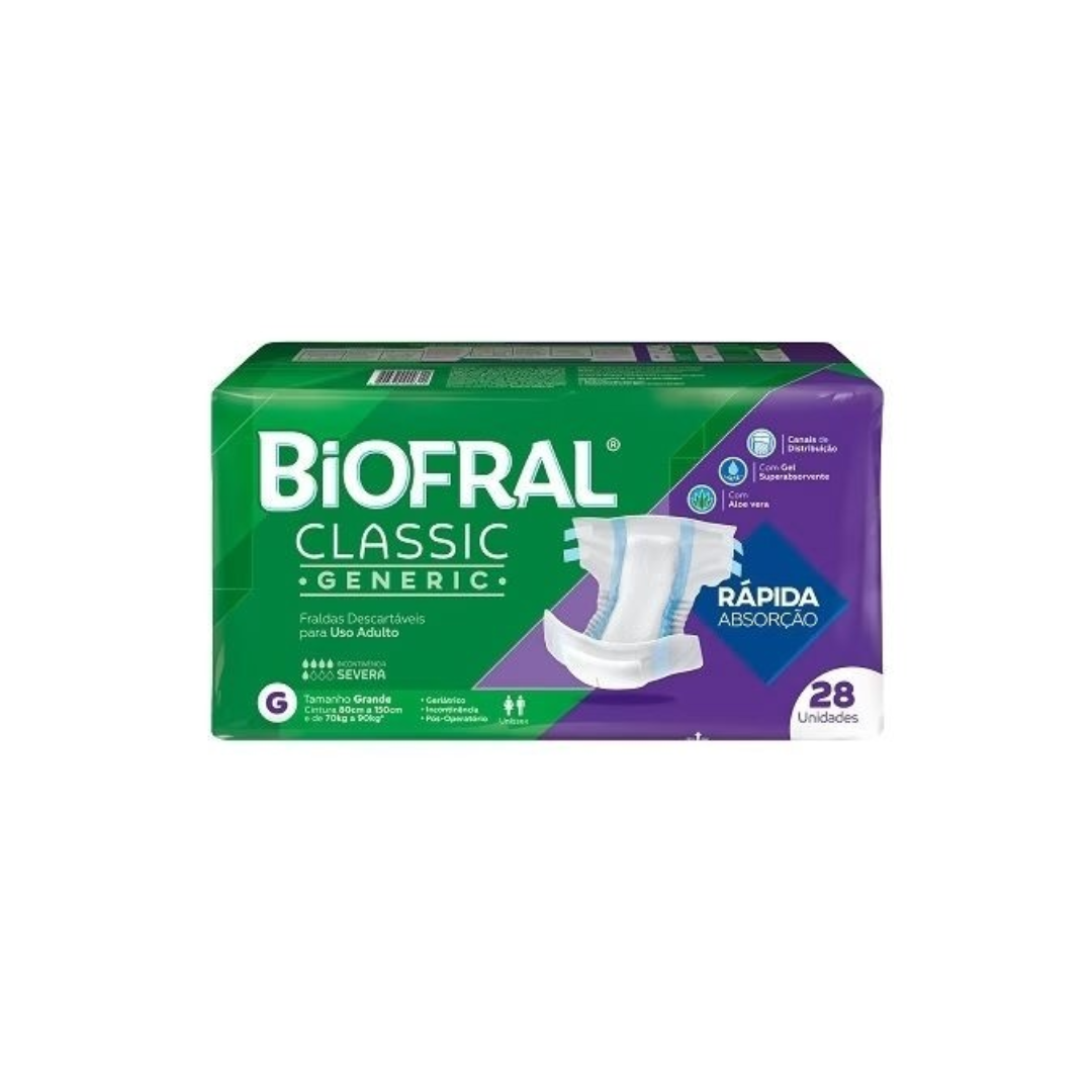 Fralda Biofral classic Generic Grande com 28 unidades
