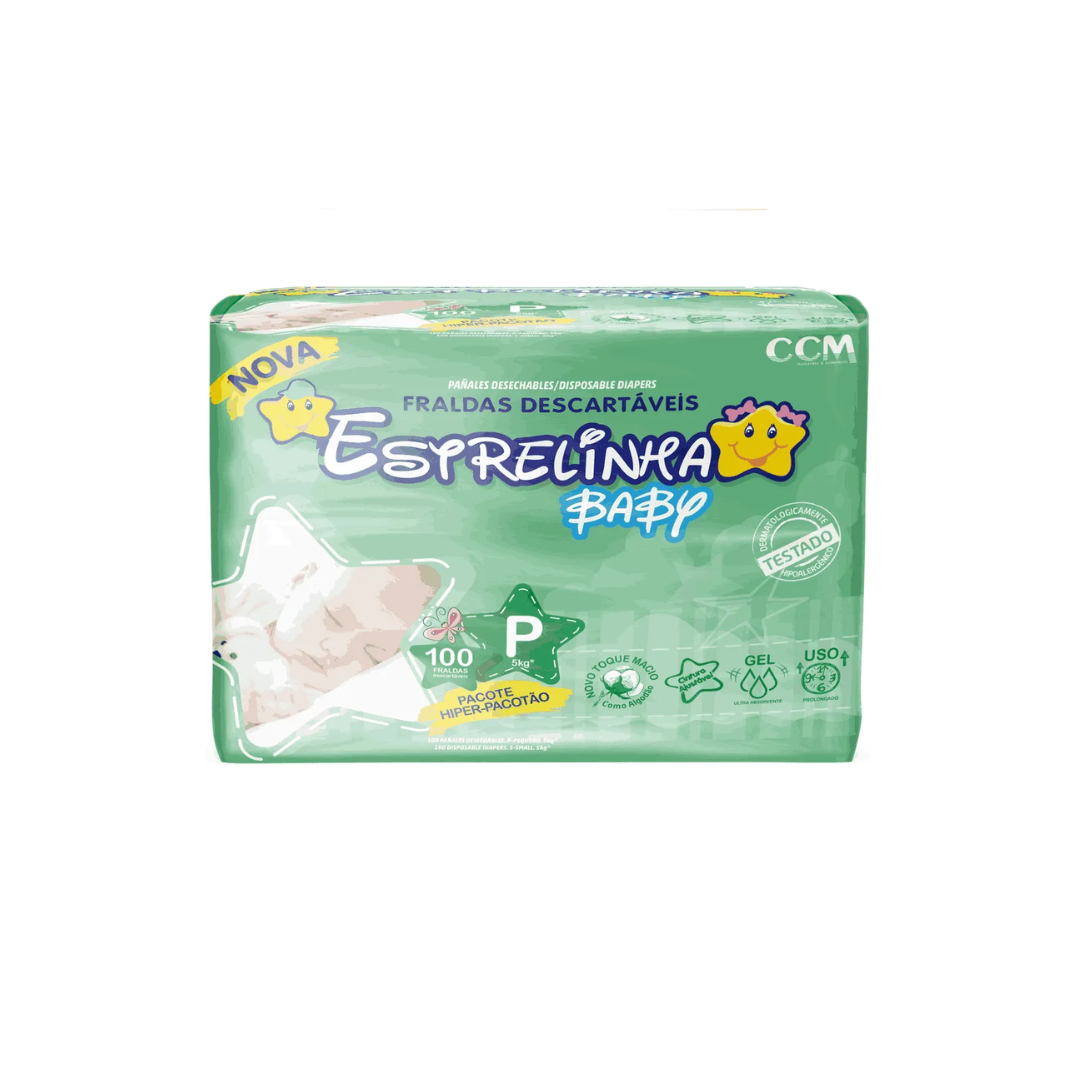 Fralda Estrelinha baby tam P com 100 unidades