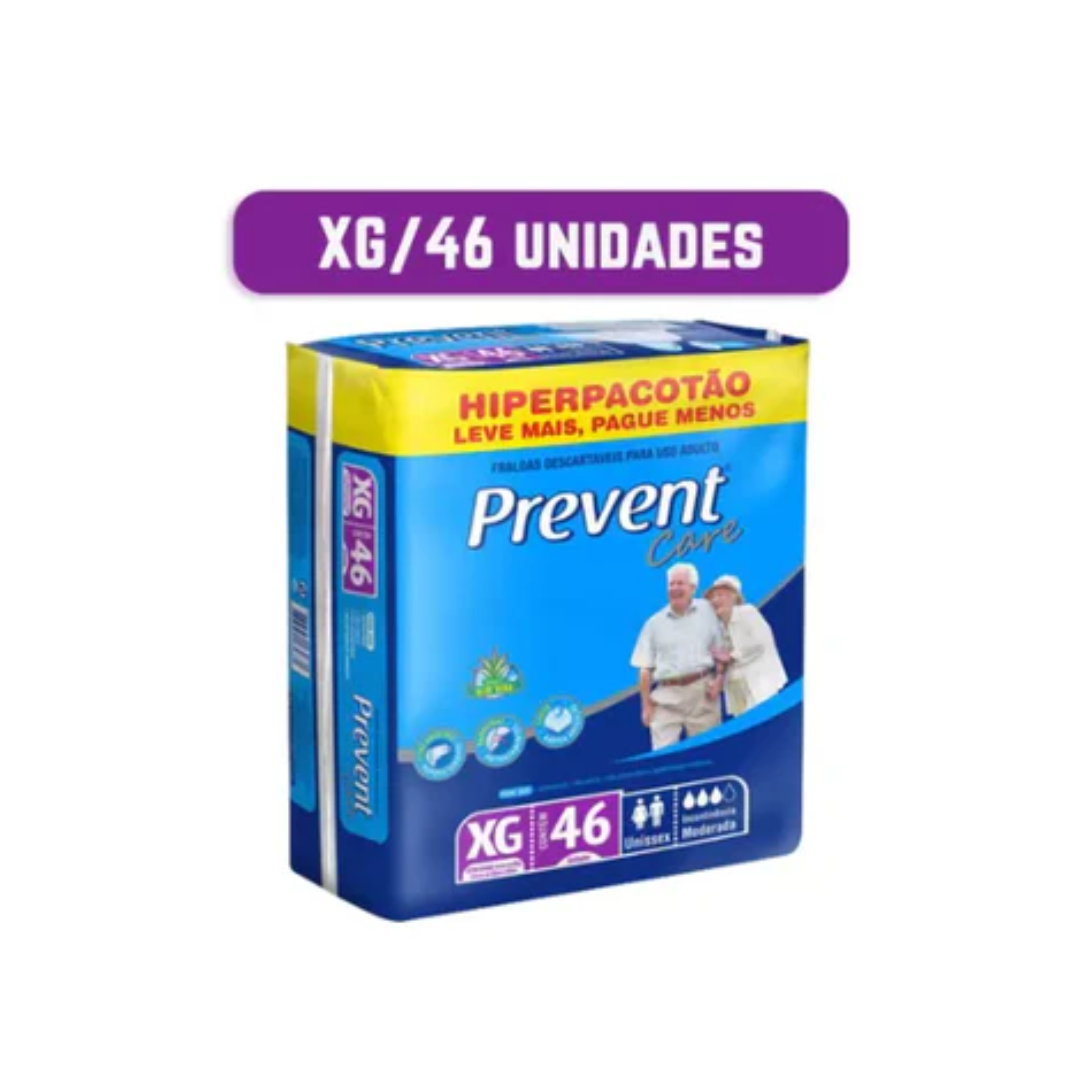 Fralda Geriátrica Prevent care Extra-Grande com 46 unidades