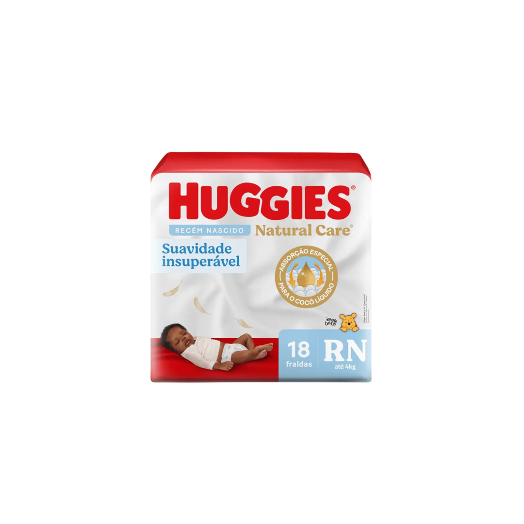 Fralda Huggies natural care RN com 18 un.