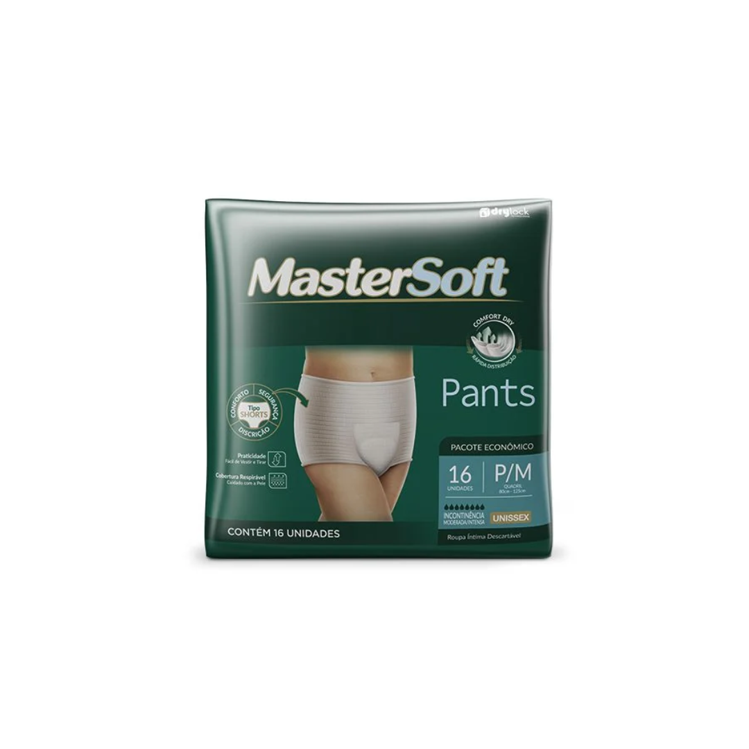 Roupa Intima Fralda MasterSoft Pants P/M com 16 unidades