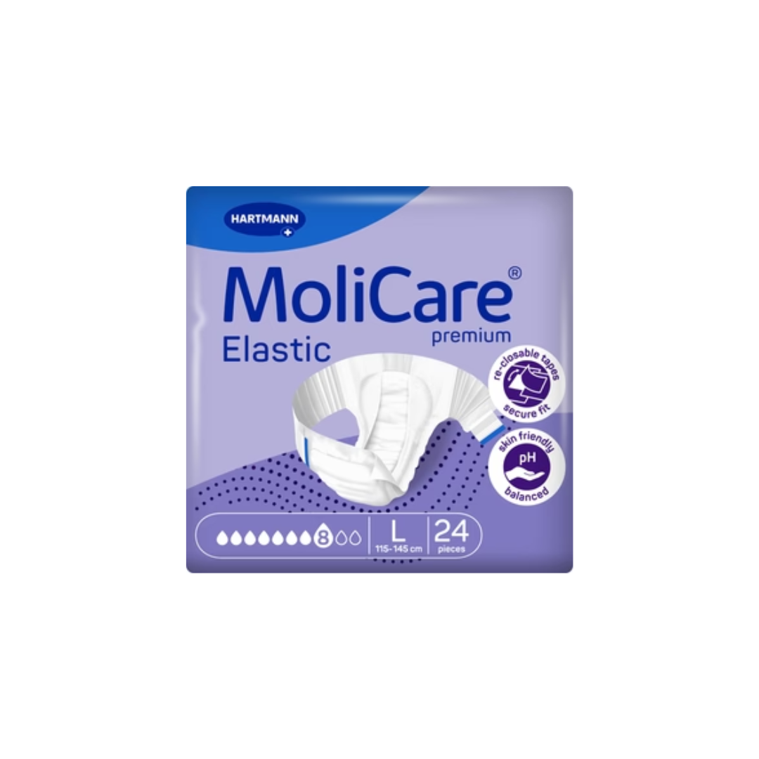 Fralda Molicare Elastic 8D tam. G com 24 unidades