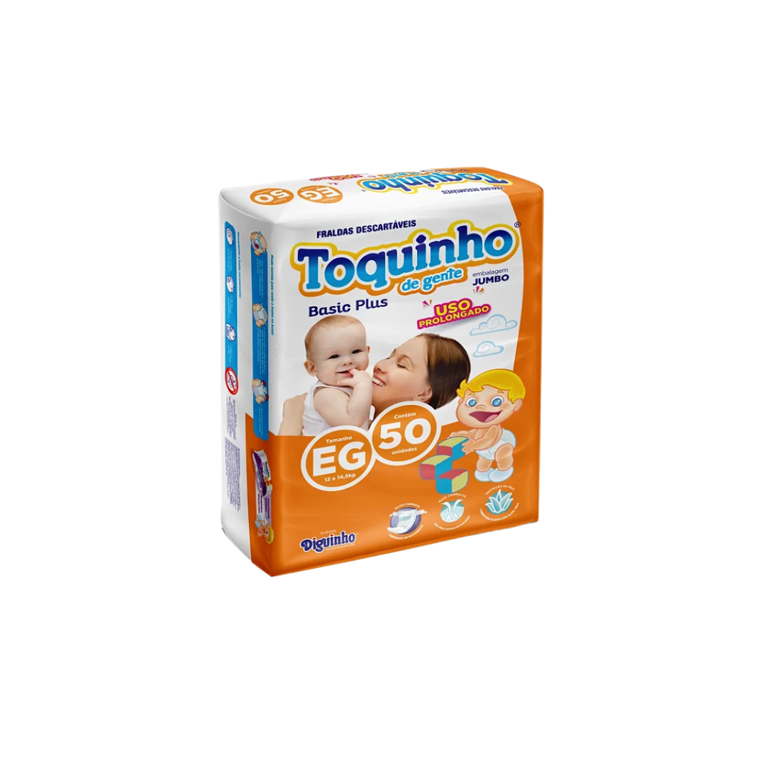 Fralda Toquinho de gente basic plus tam EG com 50 unidades