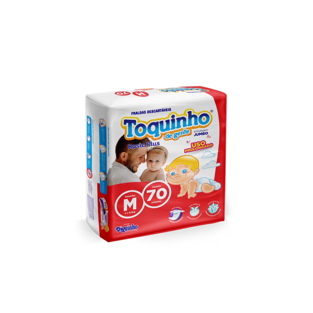 Fralda Toquinho de gente basic plus tam M com 70 unidades