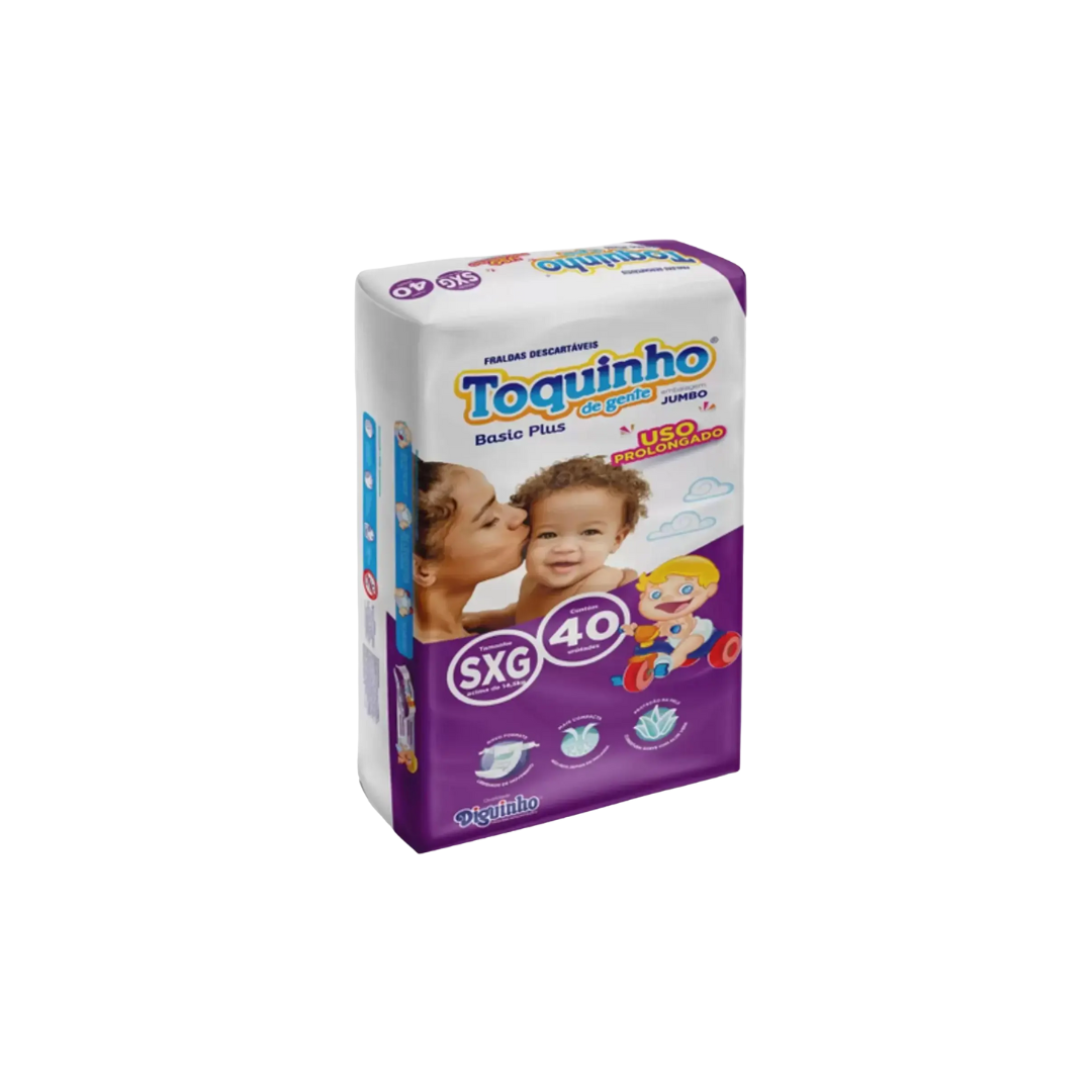 Fralda Toquinho de gente basic plus tam SXG com 40 unidades
