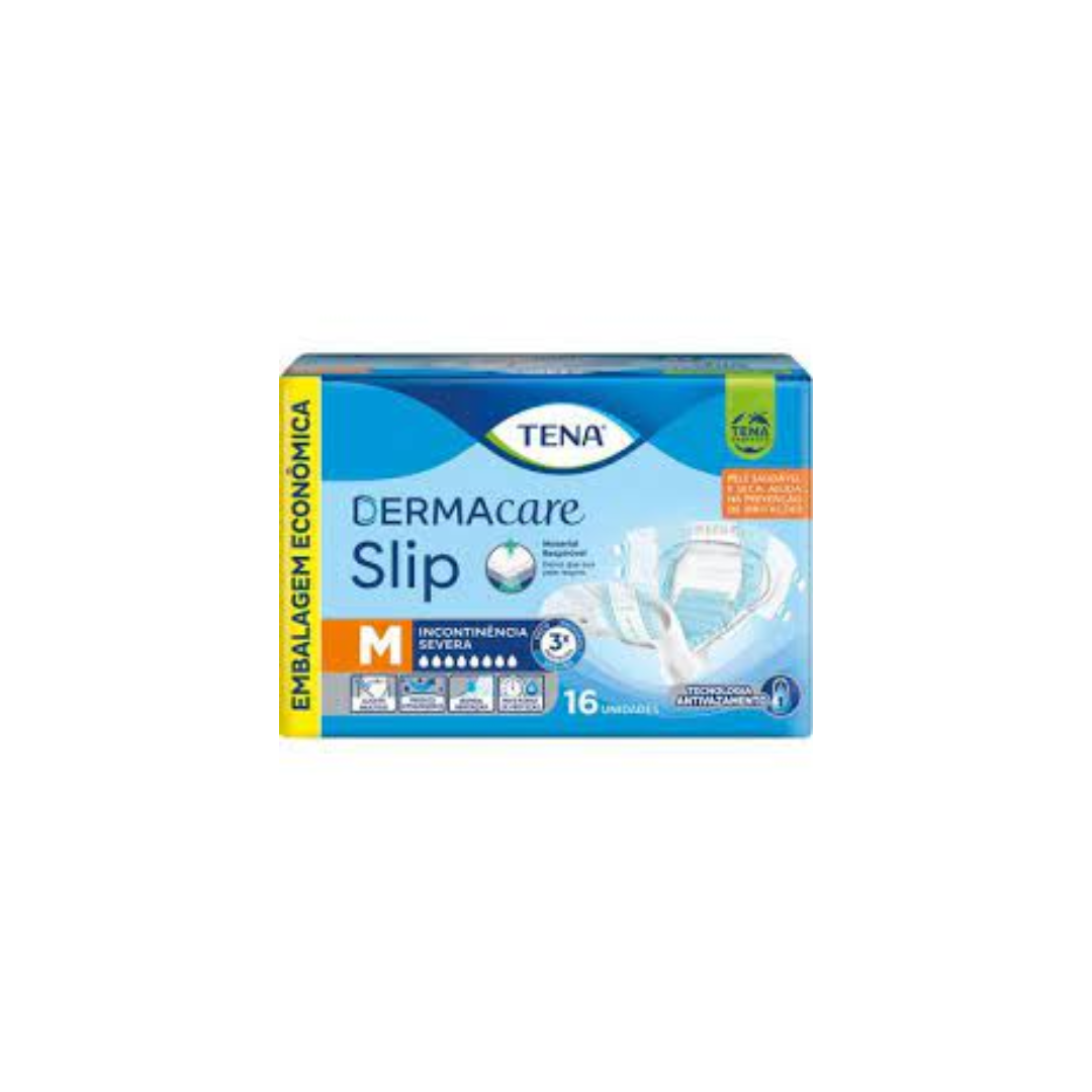Fralda Geriátrica Tena Slip Dermacare Tam. M com 16 unidades