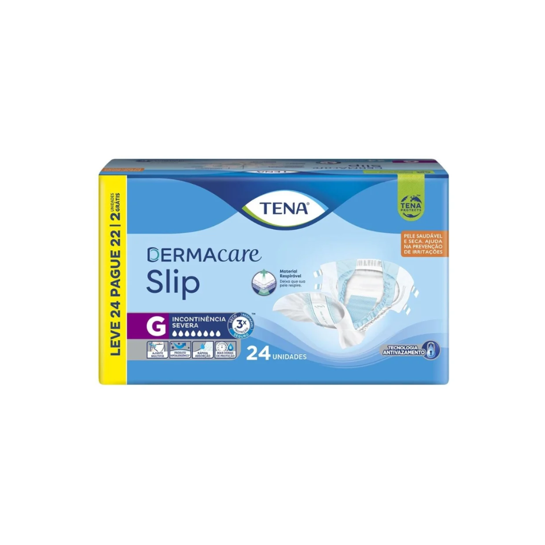 Fralda Geriátrica Tena slip dermacare Grande com 24 unidades