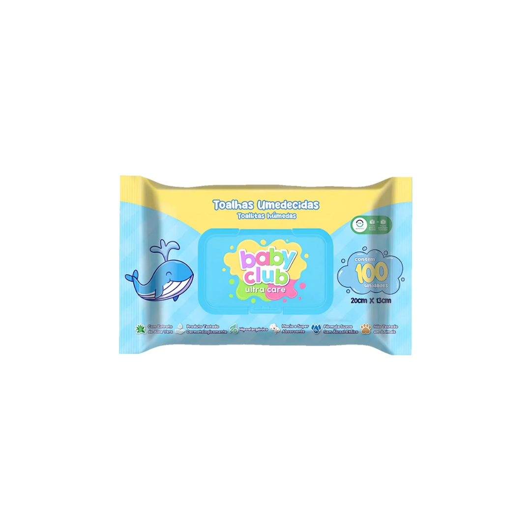 Toalha Umedecida Baby Club Ultracare com 100 unidades