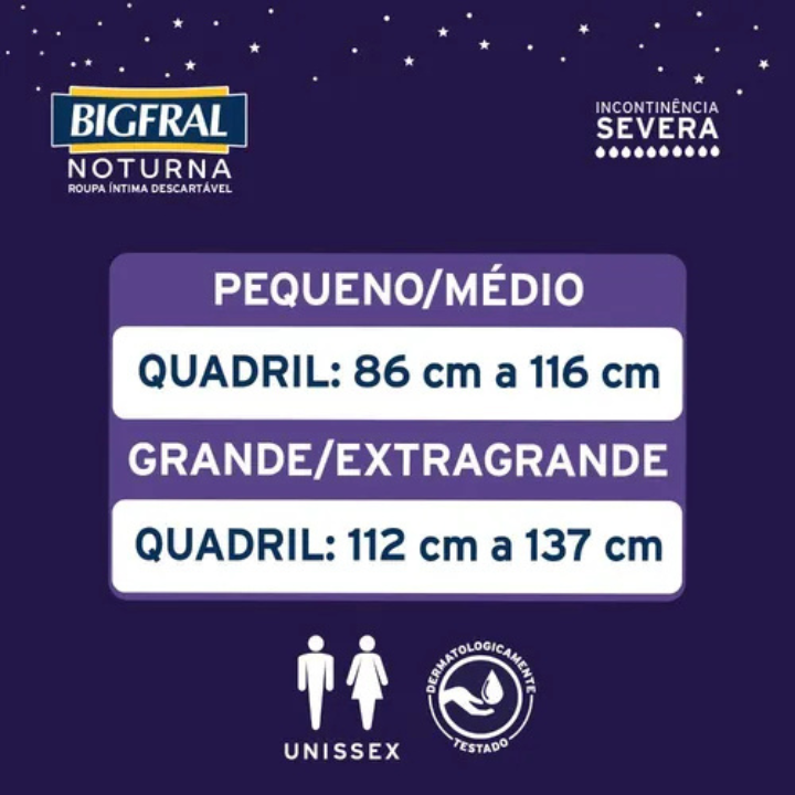 Fralda Geriátrica Bigfral Roupa Intima Descartável Adulto Tamanho P/M