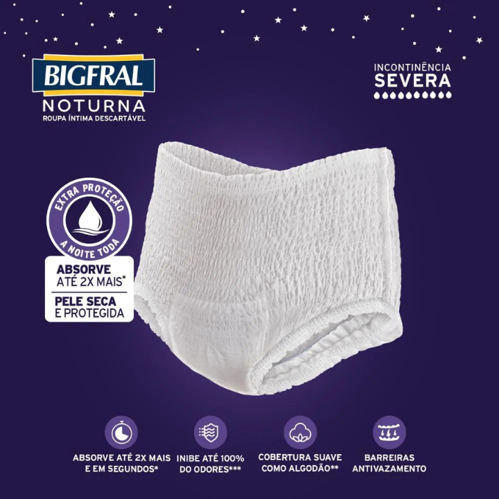 Fralda Geriátrica Bigfral Roupa Intima Descartável Adulto Tamanho P/M