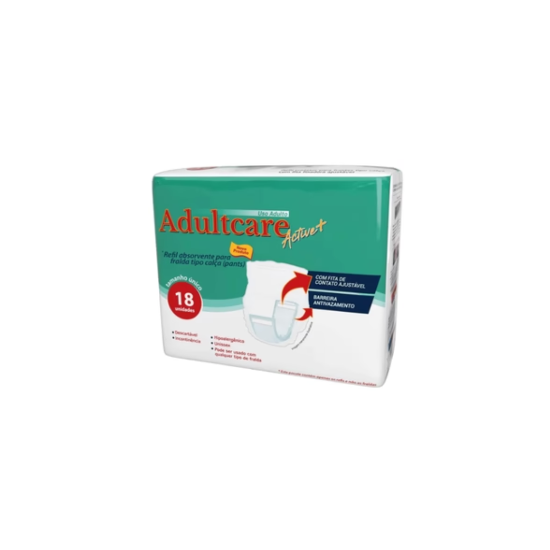 Absorvente Para Fralda Calça Adultcare Active Mais Com 18 Unidades