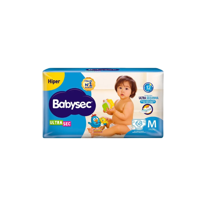 Fralda Babysec Ultrasec Galinha Pintadinha MÉDIA com 68 unidades