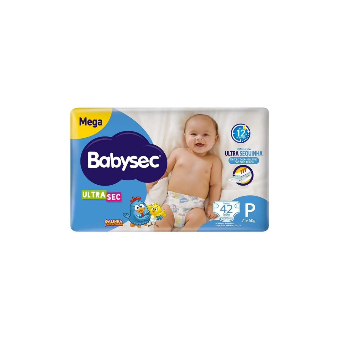Fralda Babysec Ultrasec Galinha Pintadinha Pequena com 42 unidades