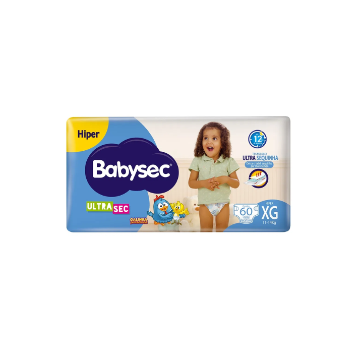 Fralda Babysec Ultrasec Galinha Pintadinha XG com 60 unidades