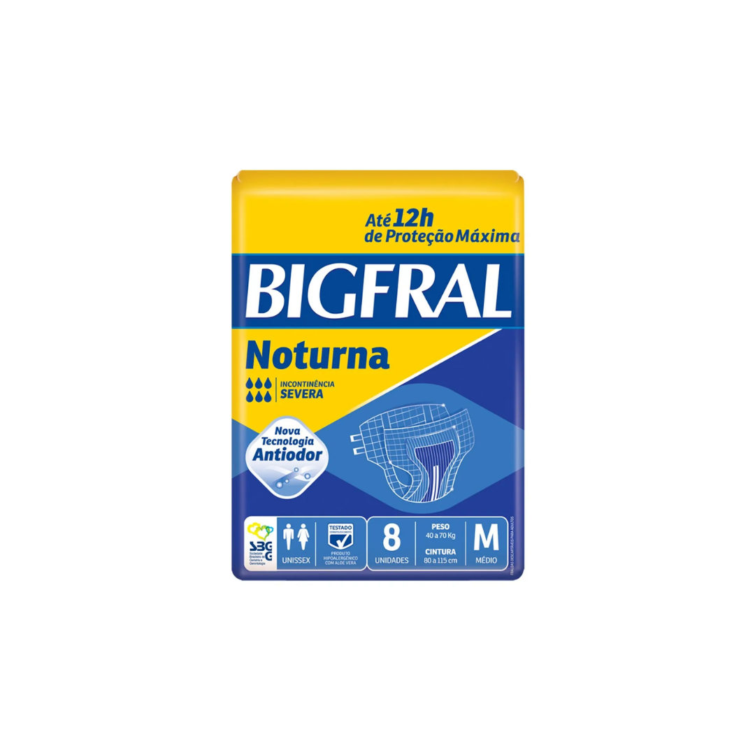 Fralda Bigfral Noturna Média com 8 unidades