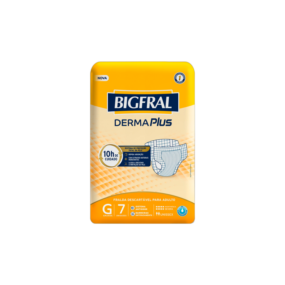 Fralda Bigfral Derma Plus Grande com 7 unidades