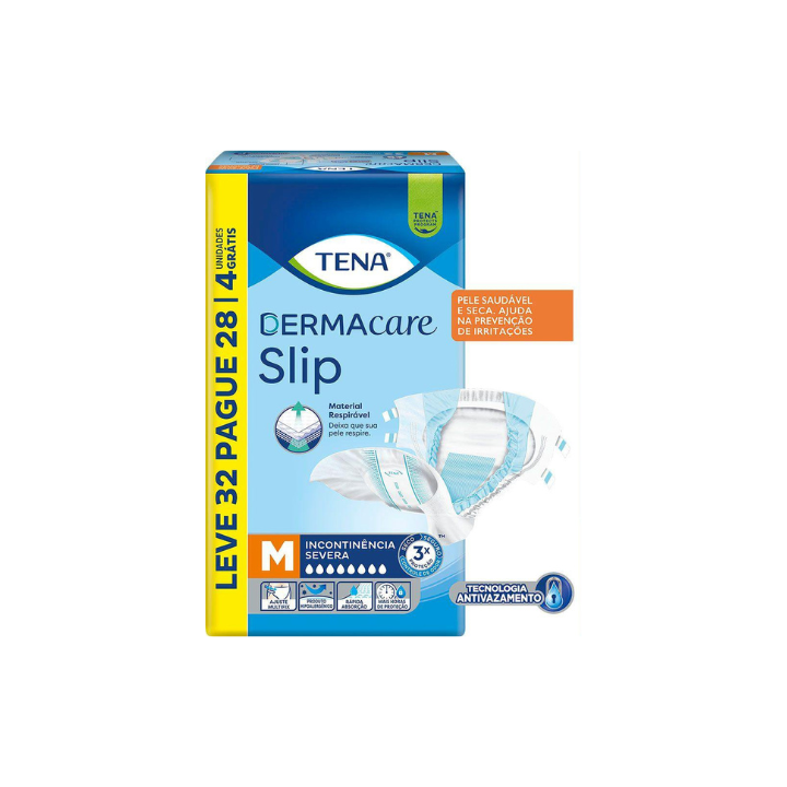 Fralda Geriátrica Tena Slip Dermacare Média com32 unidades