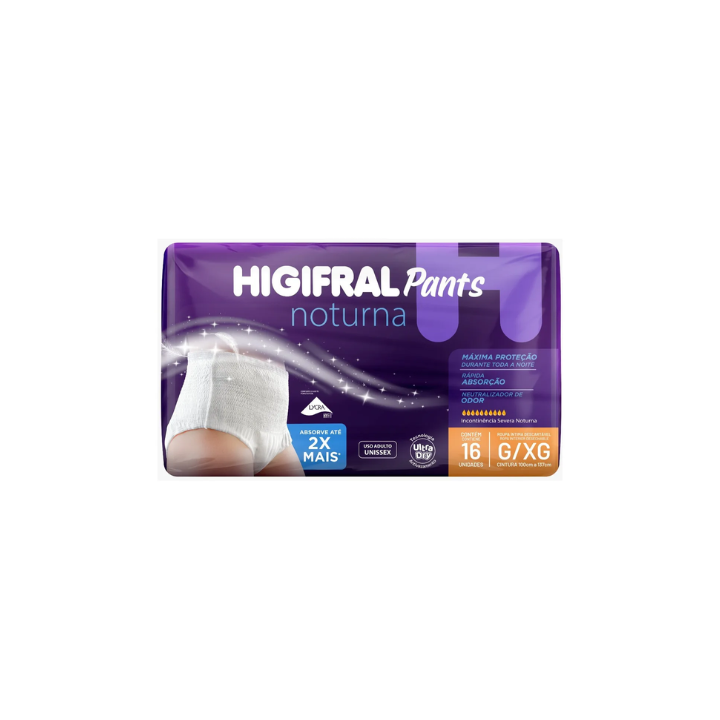 Fralda Calça Geriátrica Higifral Pants Noturna G/XG Com 16