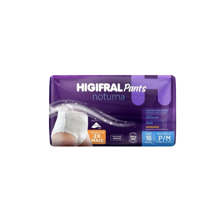 Fralda Calça Geriátrica Higifral Pants Noturna P/M Com 16