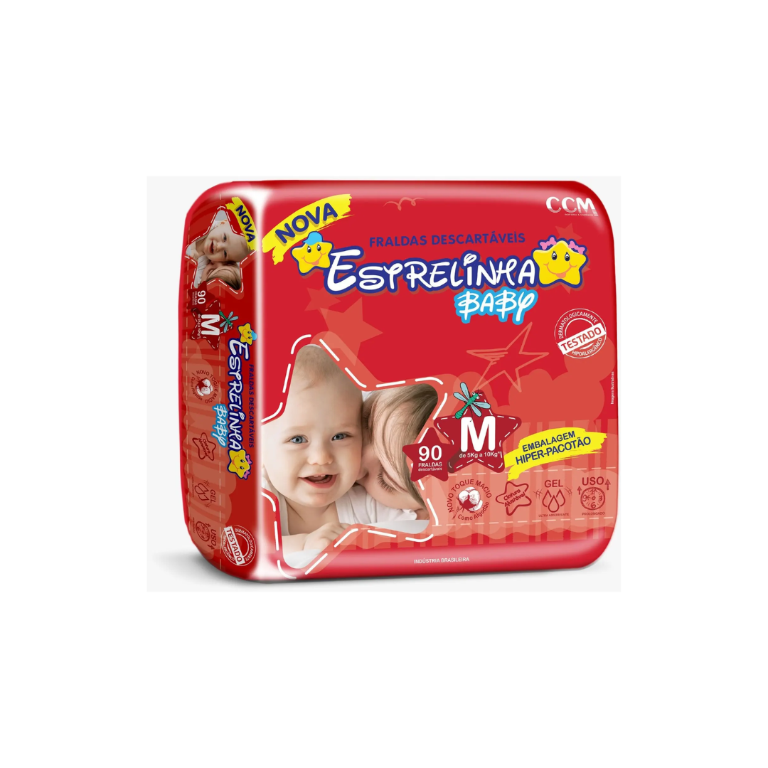 Fralda Estrelinha baby tam M com 90 unidades