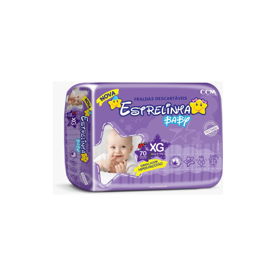 Fralda Estrelinha baby tam XG com 70 unidades