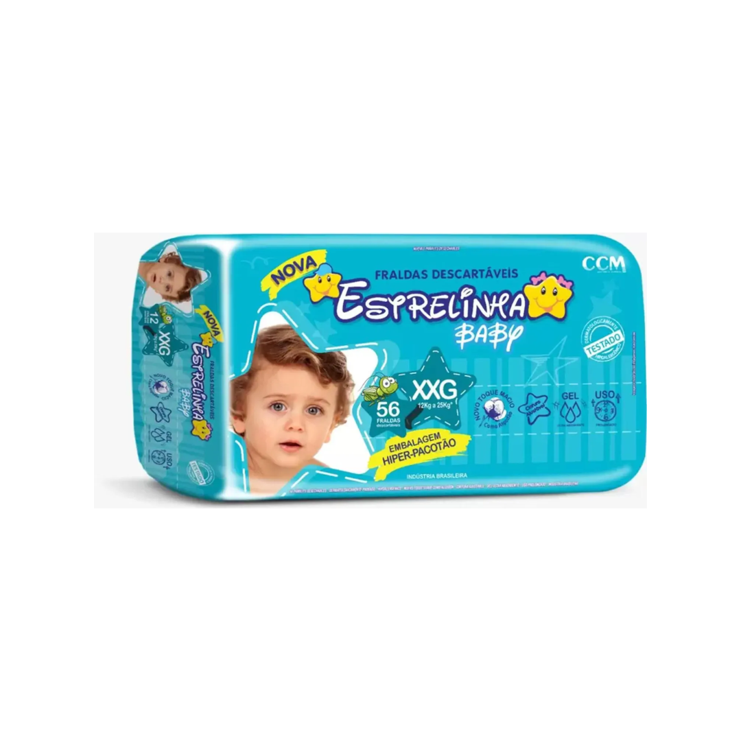 Fralda Estrelinha baby tam XXG com 56 unidades