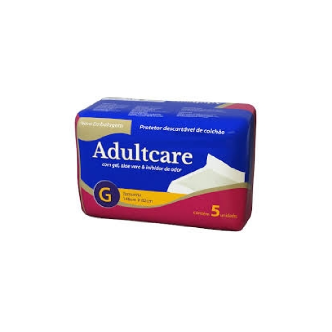 Lençol Protetor Multiuso Descartável Adultcare G C/ 5 UN 148cmX82cm