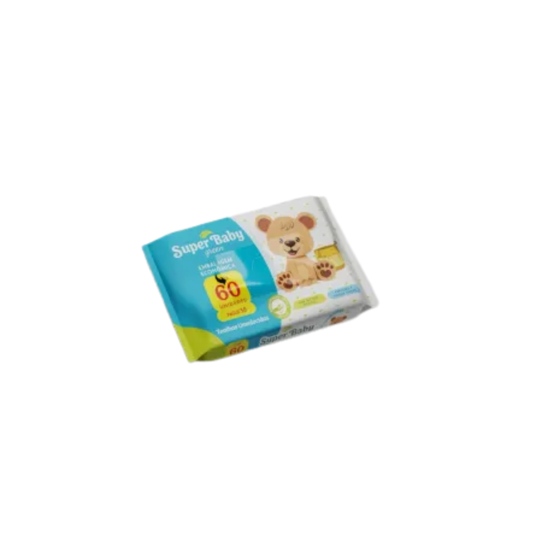 Lenço Umedecido Super Baby Green com 60 unidades