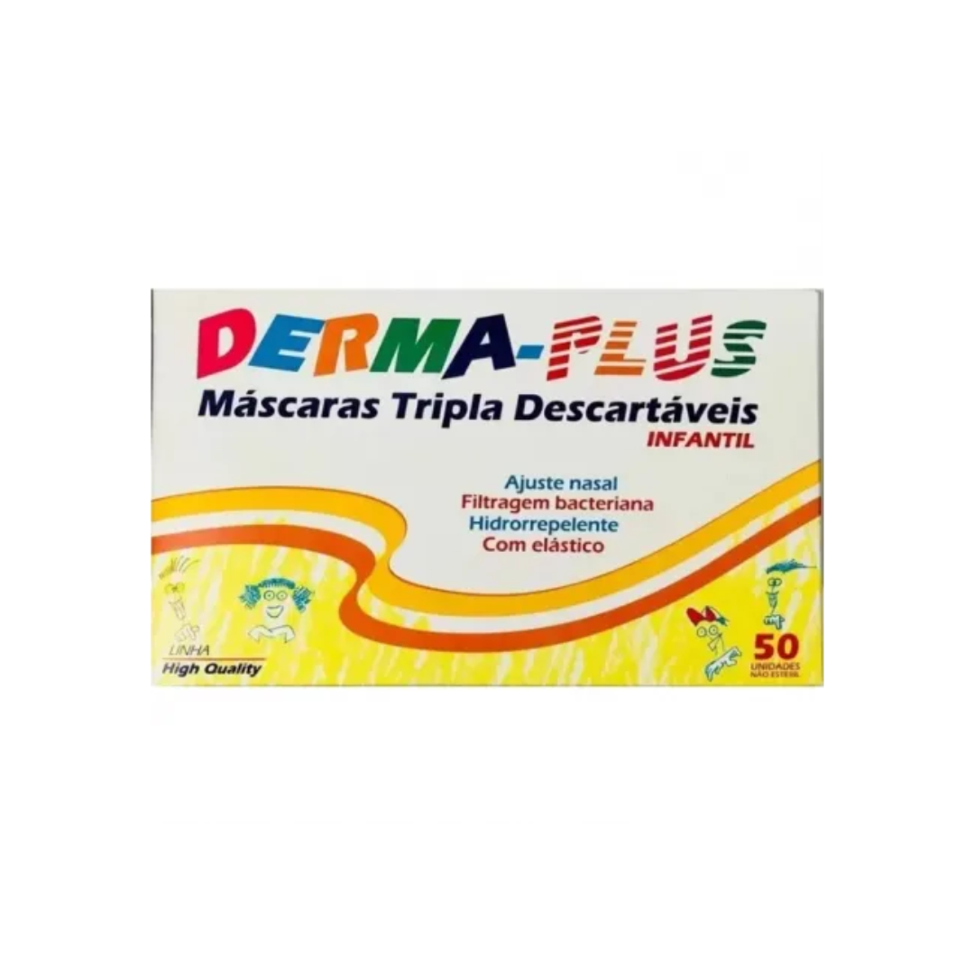 Máscara infantil cx com 50 Unid. camada tripla com filtro DERMA-PLUS