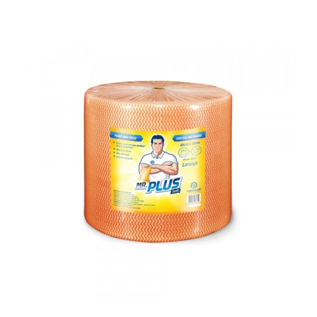 PANOS MULTIUSO MR.PLUS SOFT LARANJA  28CMx300M  600 UNIDADES