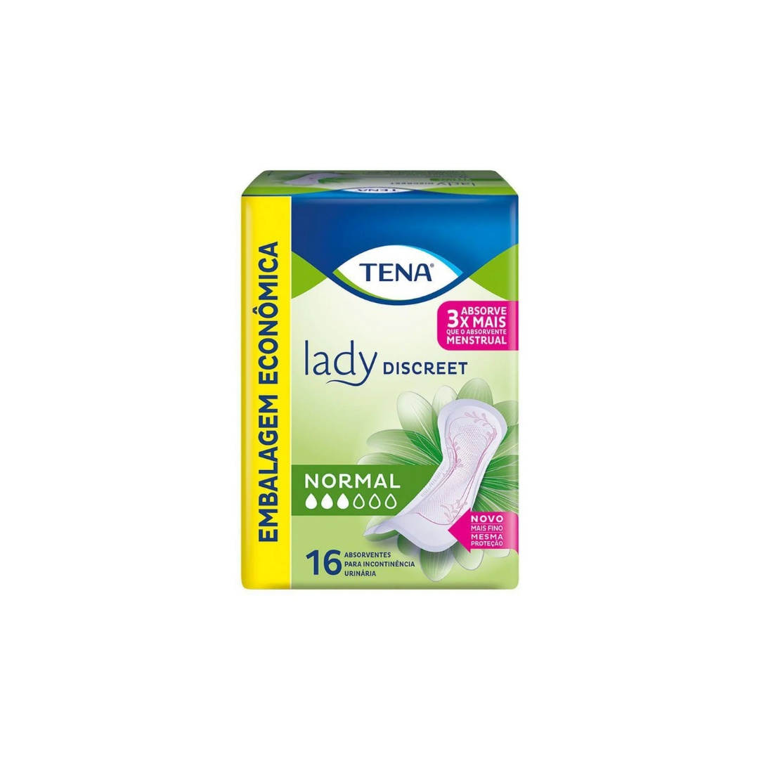 Absorvente Para Incontinencia Tena Lady Discreet Normal com 16 unidades