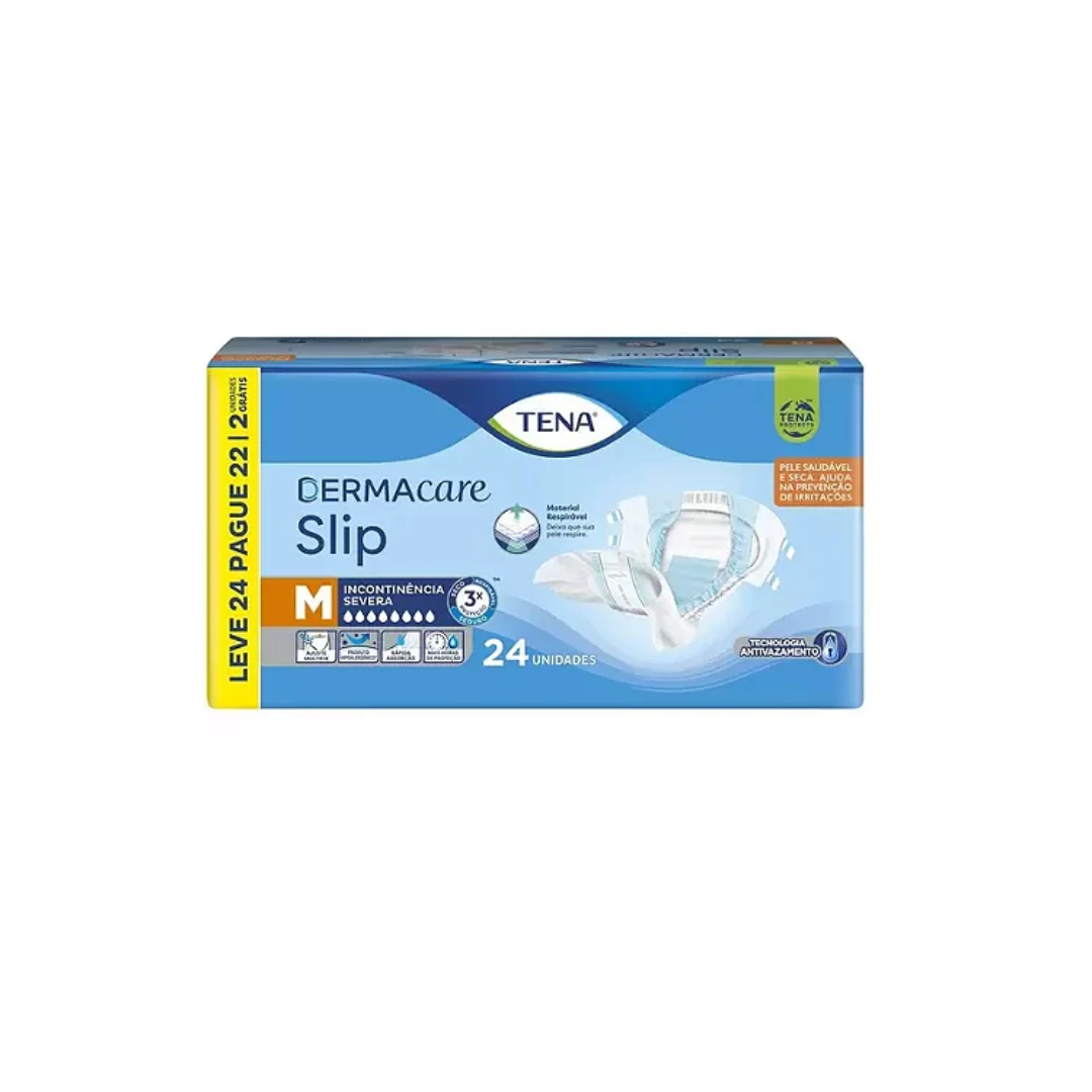 Fralda Geriátrica Tena Slip Dermacare Média com 24 unidades