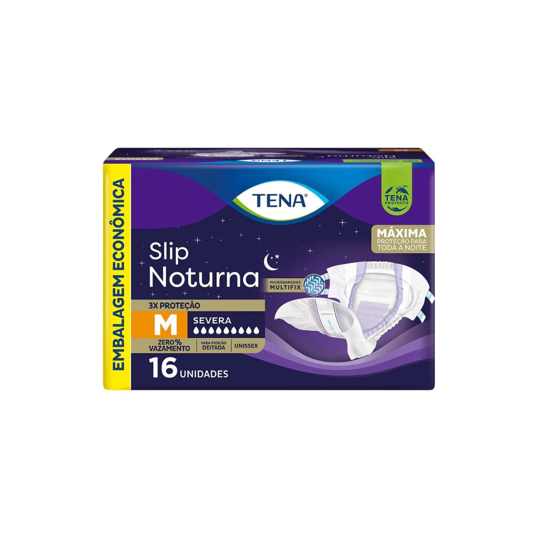 Fralda Geriátrica Tena slip Noturna M com 16 unidades