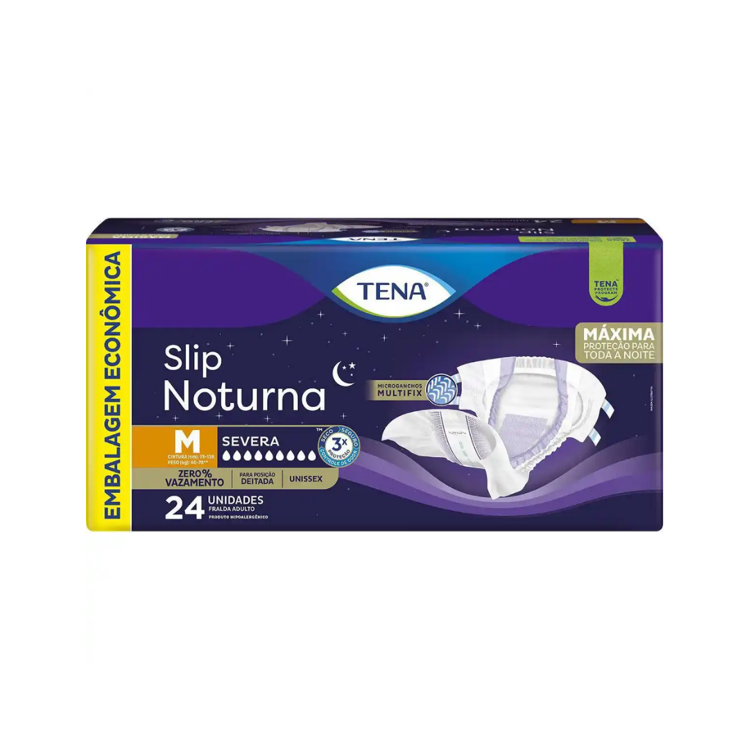 Fralda Geriátrica Tena Slip Noturna Média com 24 Unidades
