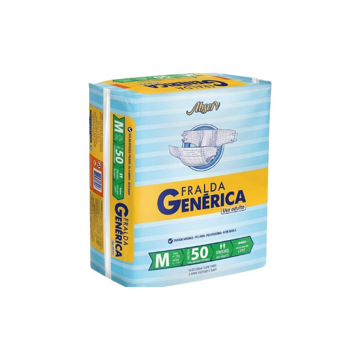 Fralda Genérica Absorv M com 50 unidades