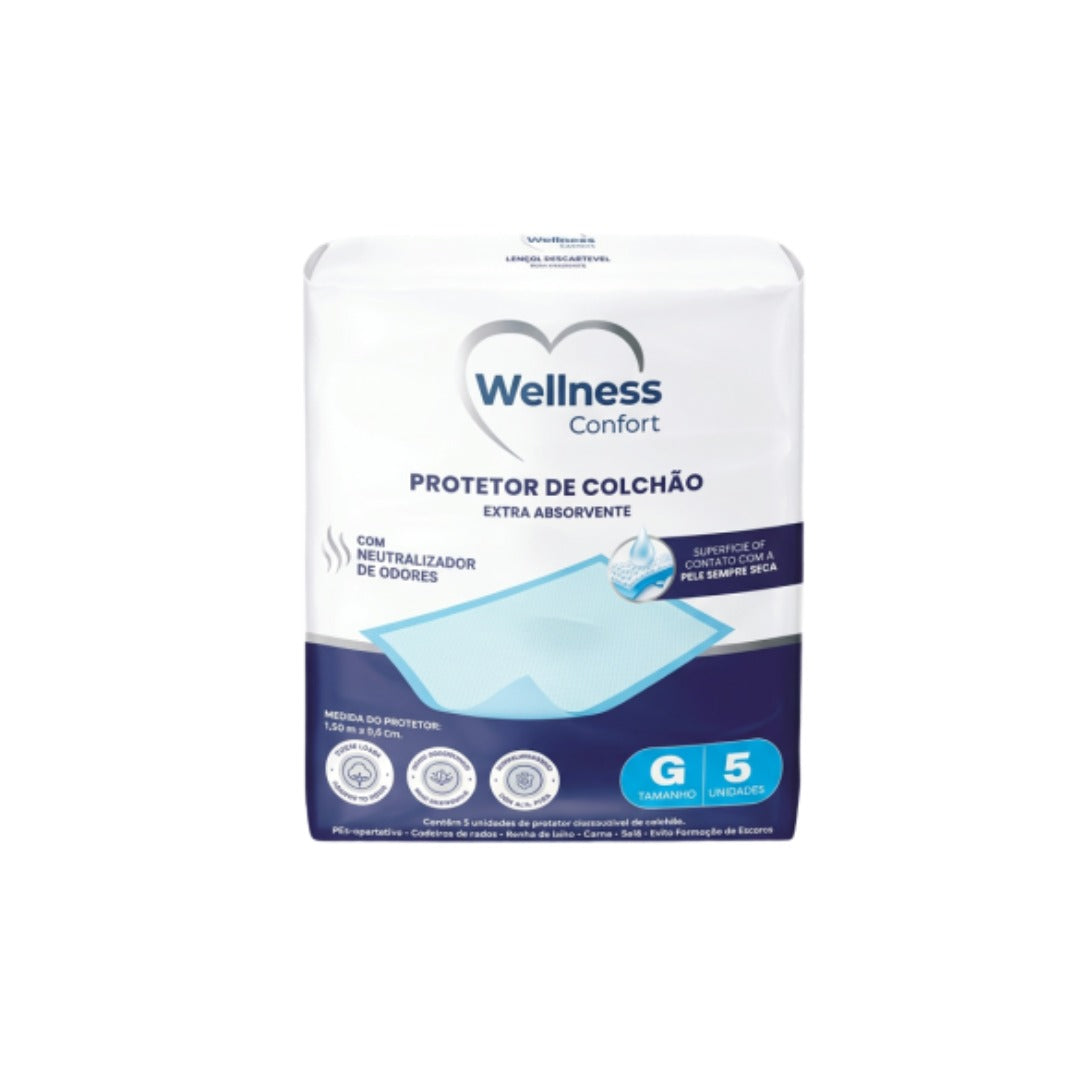 Protetor de colchão Wellness G 1,50m X 80 cm com 5 unidades