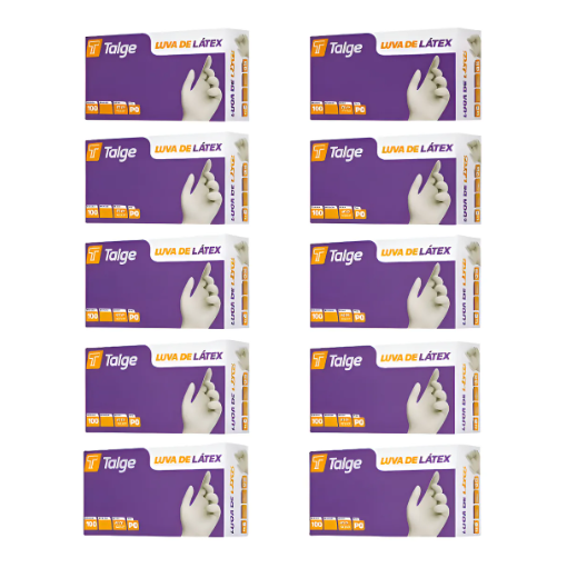 Kit 10 Caixas Luva Procedimento TALGE Látex Descartável tamanho Grande
